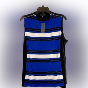 Worthington XL NWT Blue Cargo Stripe sleeveless top